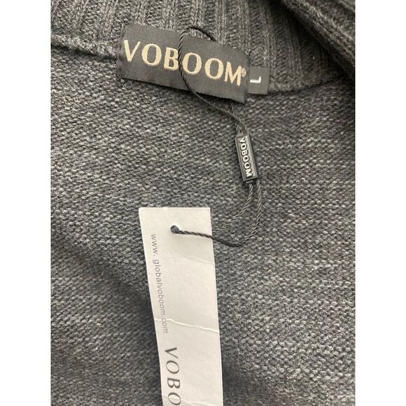 Voboom NWT Gray Full Zip Cable Knit Wool Blend Sweater Size L - Picture 11 of 12